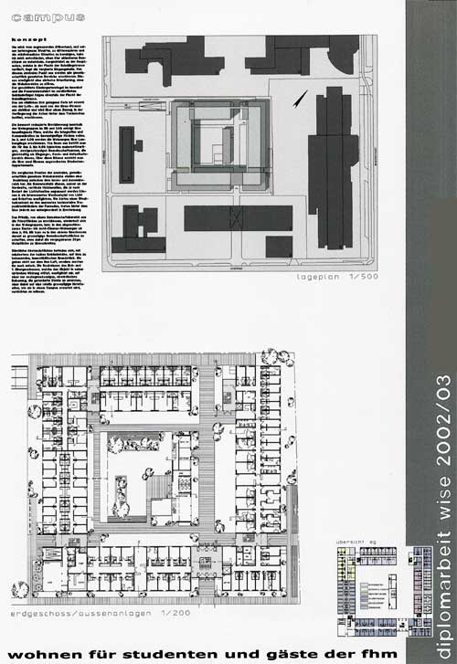 Wohnen fr Studenten und Gste der FHM - Diplomarbeit Architekturstudium Blatt 1 von 5