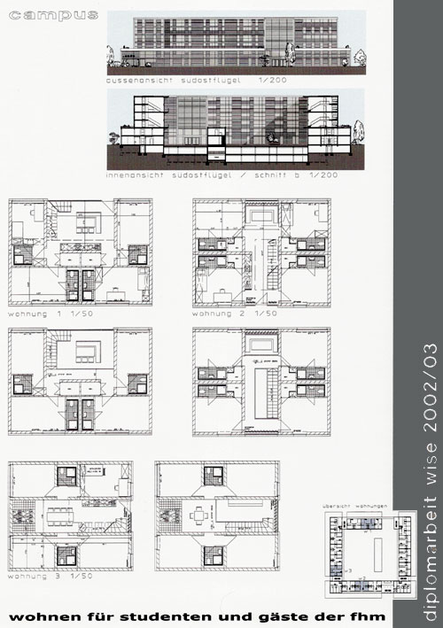 Wohnen fr Studenten und Gste der FHM - Diplomarbeit Architekturstudium Blatt 4 von 5